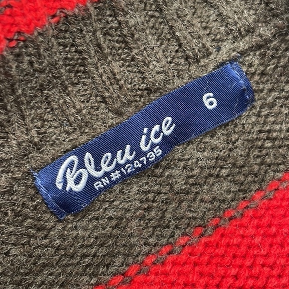 Bleu Ice red/brown striped zip up knit sweater - Picture 3 of 4